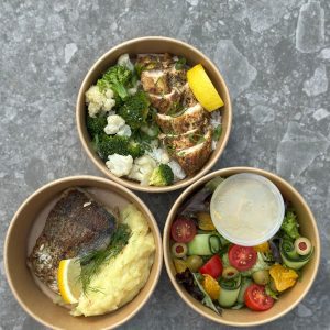 High protein lemon pepper chicken bowl by Grab A Bite